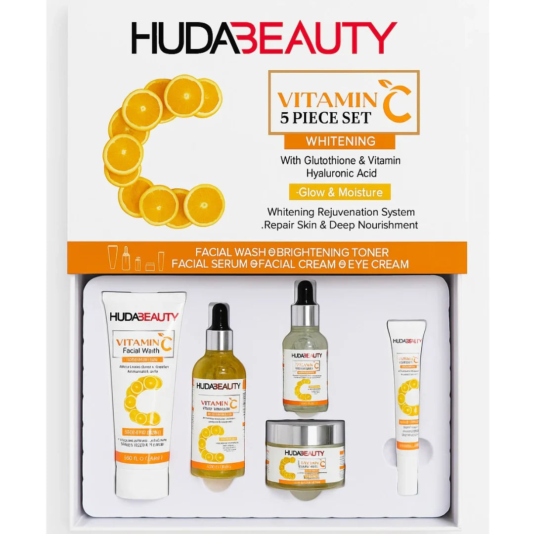 Huda Beauty Vitamin C 5-Piece Skincare Set – Whitening, Brightening & Hydrating Routine