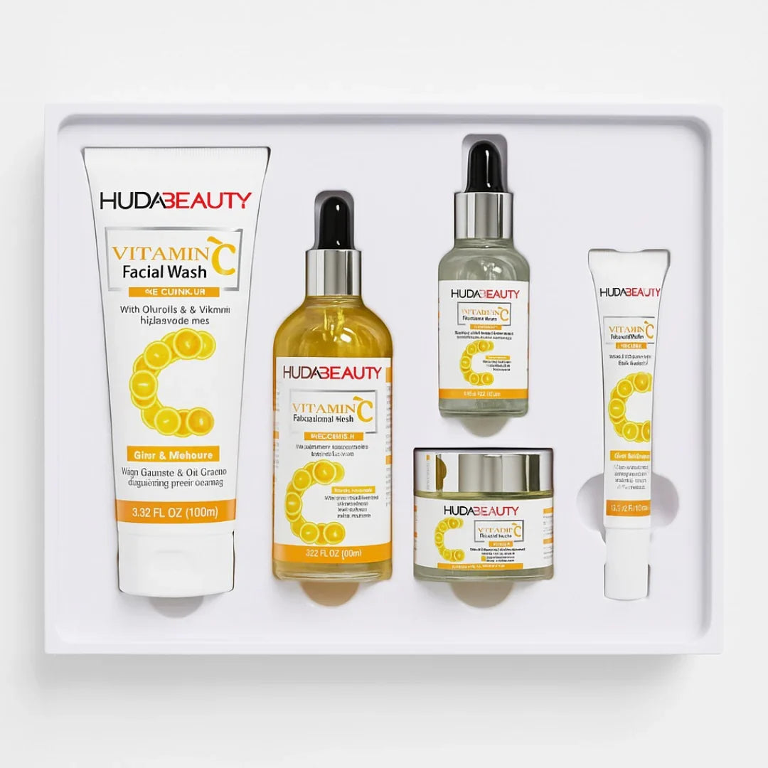 Huda Beauty Vitamin C 5-Piece Skincare Set – Whitening, Brightening &amp; Hydrating Routine