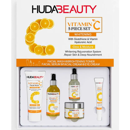 Huda Beauty Vitamin C 5-Piece Skincare Set – Whitening, Brightening &amp; Hydrating Routine