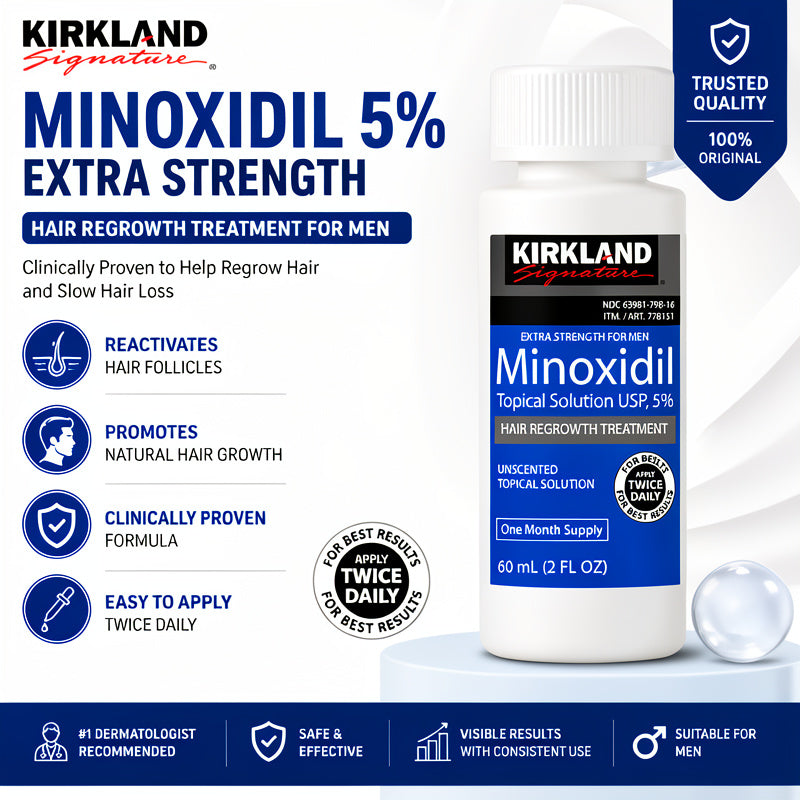 Kirkland Minoxidil 5% Extra Strength Hair Regrowth Treatment for Men 60ml Fast Results