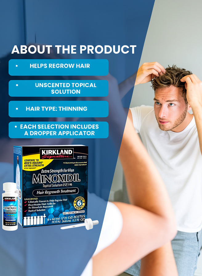 Kirkland Minoxidil 5% Extra Strength Hair Regrowth Treatment for Men 60ml Fast Results