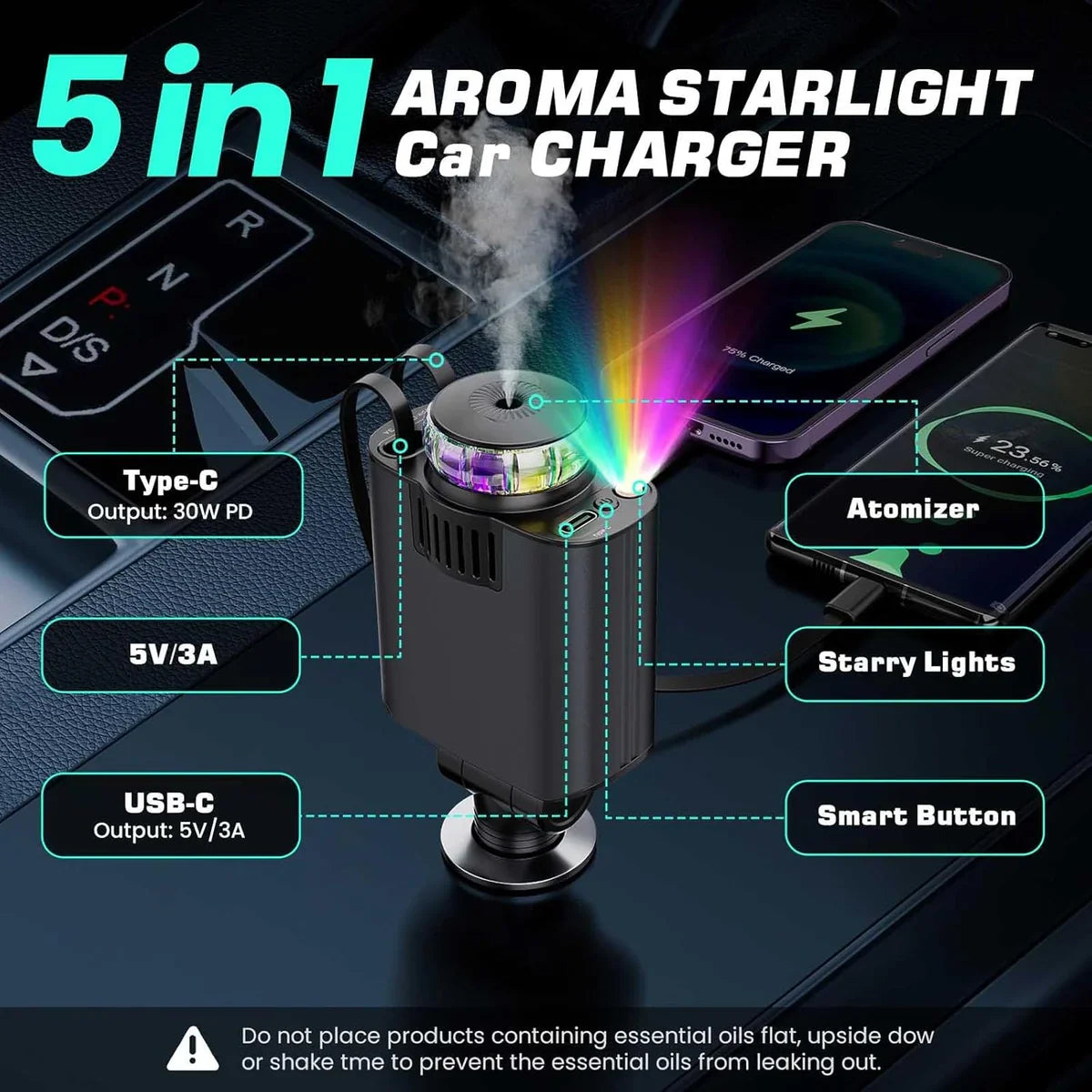 5-in-1 Car Charger with Star light