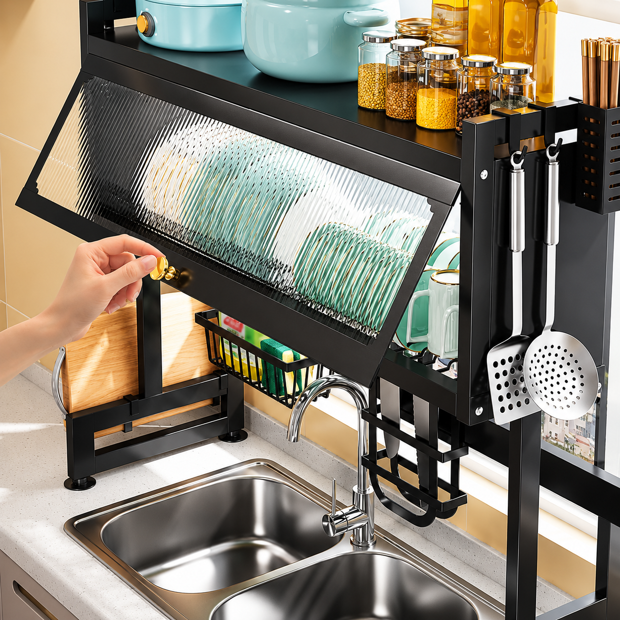 Kitchen Sink Shelf With Cabinet Door